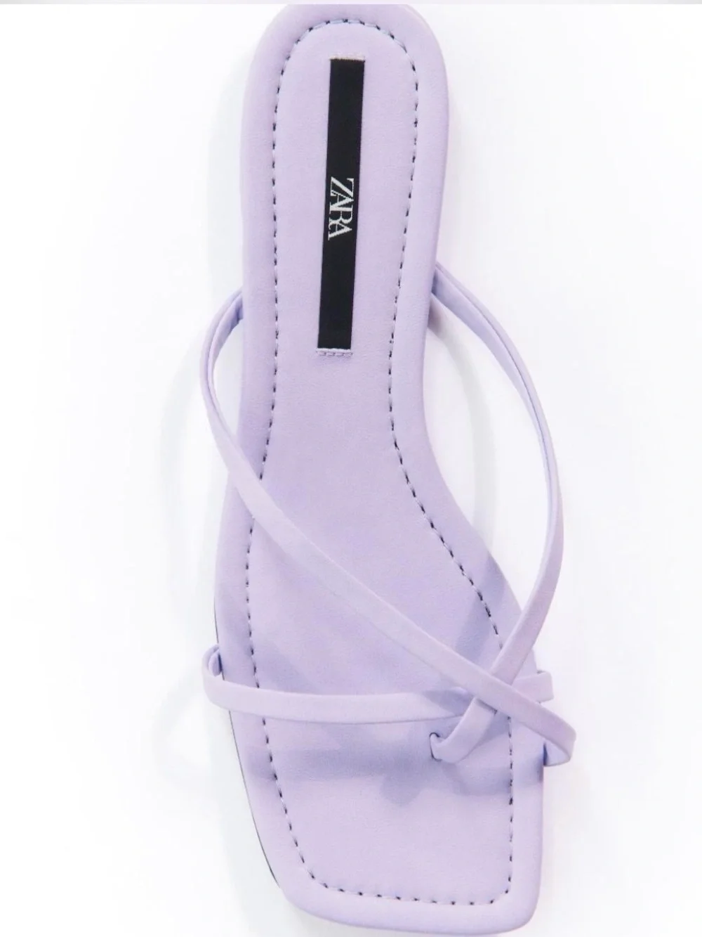 ZARA Lavender Thin-Strap Square-Toe Slide Sandals Size 37